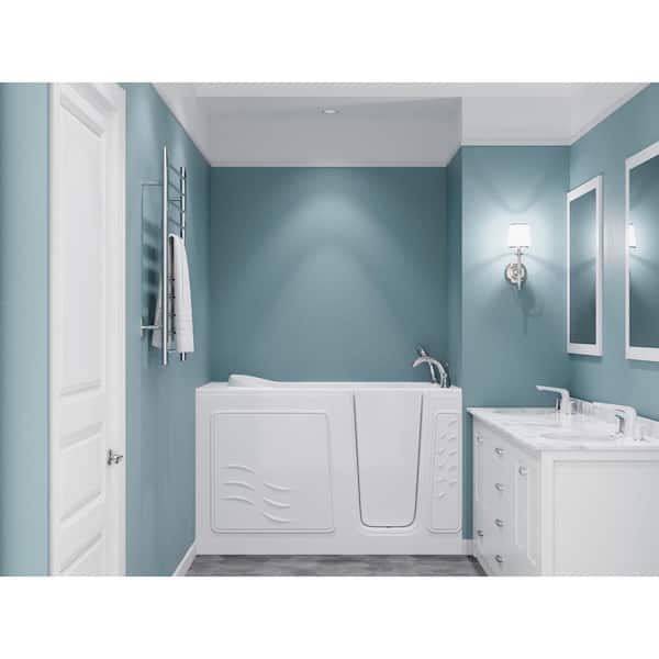 Builder's Series 30 in. L x 59 in. W Right Side Drain Air Jetted Bathtub in White with Fast Filling Faucet with Wand