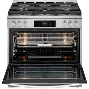 Gallery 36 in. 6-Burner Slide-In Gas Range in Stainless Steel with Total Convection and Air Fry