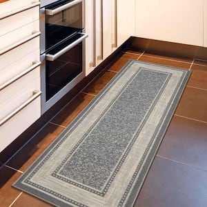 Ottohome Collection Non-Slip Rubberback Bordered 2x5 Indoor Runner Rug, 1 ft. 8 in. x 4 ft. 11 in., Gray