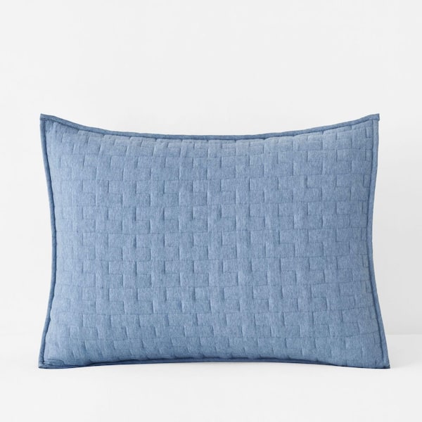 The Company Store Company Cotton Air Layer Quilted Denim Blue Cotton Standard Sham