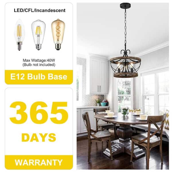 Oaks Aura Chica 3 Light 13 in. Weathered Wood Farmhouse Chandelier
