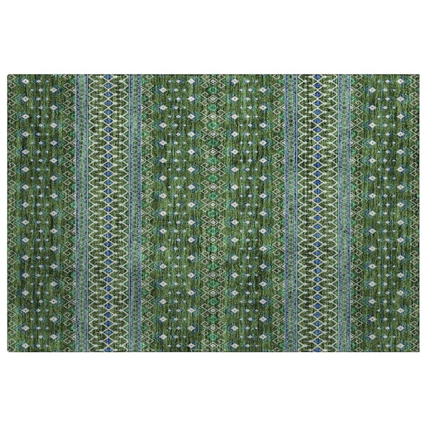 Dream Shag Premium Machine Washable Abstract ADS708 Olive 2 ft. x 3 ft. Accent Rug