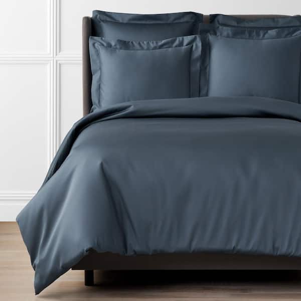 The Company Store Legends Hotel Steel Blue 450-Thread Count Wrinkle-Free Supima Cotton Sateen Queen Duvet Cover