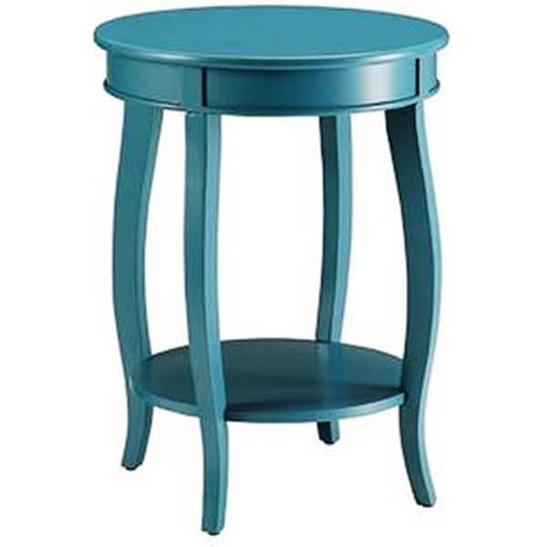 HomeRoots Amelia Teal Solid Wood Side Table