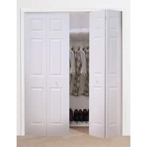 72 in. x 80 in. 6 Panel Colonist Primed Textured Molded Composite Closet Bi-Fold Double Door