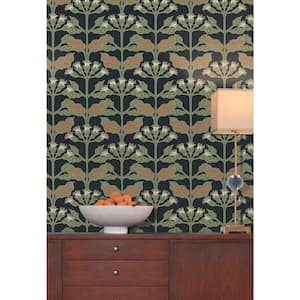 60.75 sq. ft. Tracery Blooms Unpasted Wallpaper
