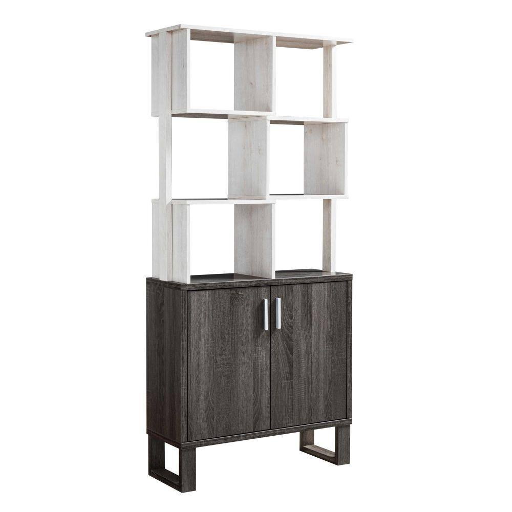 Benjara 31.35 in. Wide Oak White and Gray Wooden 6