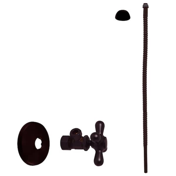 Westbrass 5/8 in. x 3/8 in. OD x 20 in. Corrugated Supply Line Kit with Cross Handle Angle Shut Off Valve, Oil Rubbed Bronze