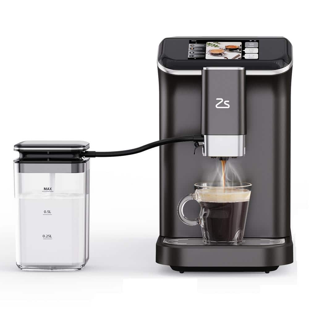 20-Bar Single Cup Fully Automatic Espresso Machine in Black with Built-In Grinder and Touch Control Panel