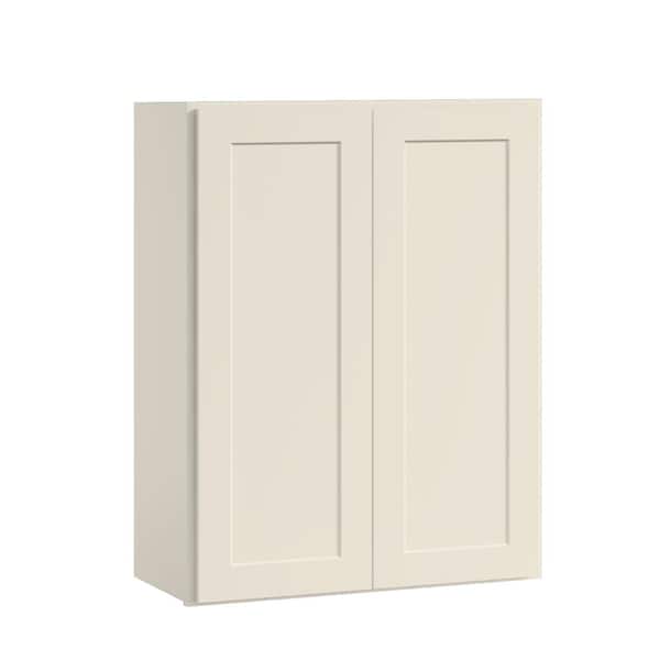 Hausvita 27 in. W x 12 in D x 36 in. H in. Antique White Plywood Ready to Assemble Kitchen Wall Cabinet with Doors and Shelves