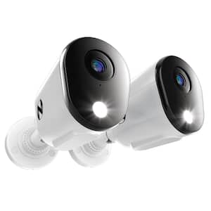 Add-On Wired 2K 2-Way Audio Deterrence Spotlight Cameras (2-Pack)