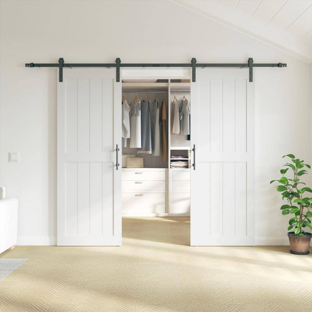 60 in. x 84 in. MDF Sliding Barn Door with Hardware Kit, Covered with Water
