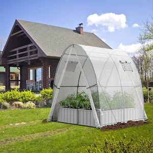 6 ft. x 6 ft. x 6.6 ft. White Portable Greenhouse with 2 Zippered Doors 2 Roll-Up Screen Windows