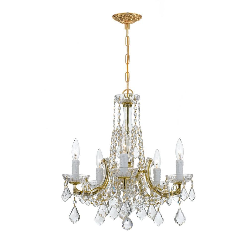 Elegant Mini 5-Light Gold Chandelier with Hand-Cut Crystal