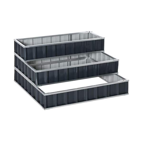 Flynama 47 in. x 47 in. x 25 in. 3 Tier Steel Raised Garden Bed