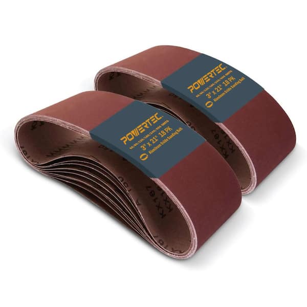 3 in. x 21 in. 60/80/120/180/240/400-Grit Aluminum Oxide Sanding Belt Assortment for Portable Belt Sander (18-Pack)