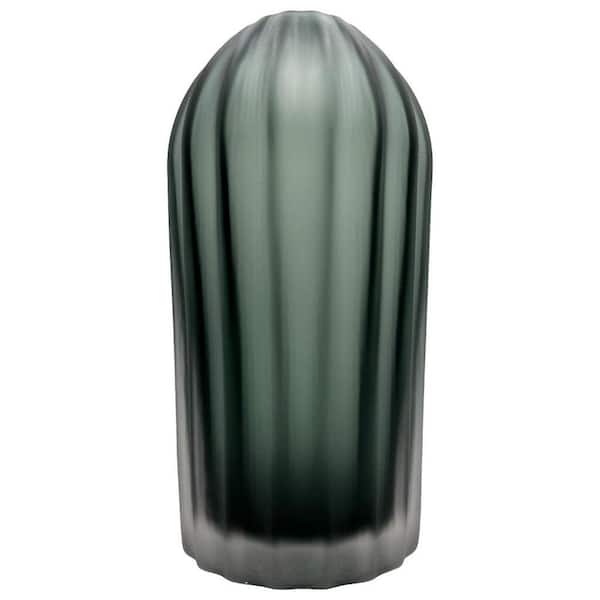 12 in. Smoke Sandblaste Bud Glass Vase