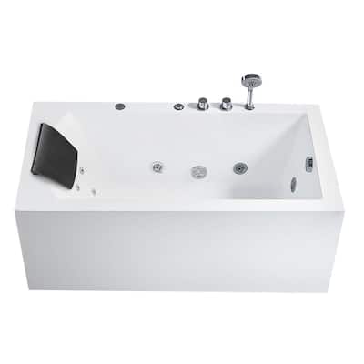 59 in. Acrylic Right Drain Rectangular Alcove Whirlpool Bathtub in White