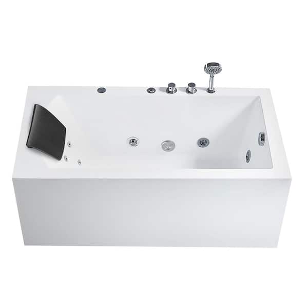 Ariel Platinum 59 in. Acrylic Right Drain Rectangular Alcove Whirlpool Bathtub in White