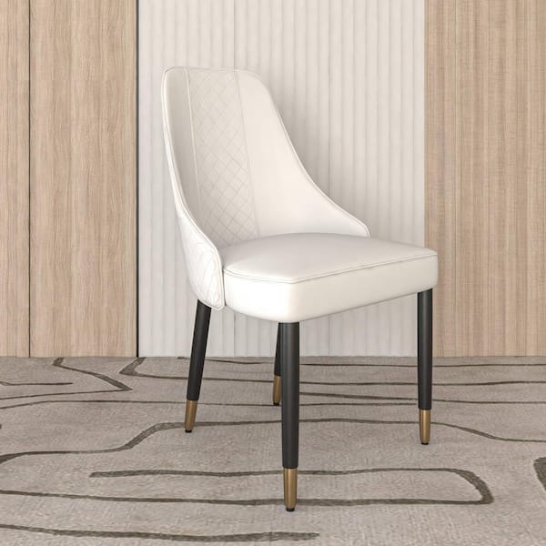Allure Dining Chairs Leather Seat and Back in Oak Wood Set of 4, White