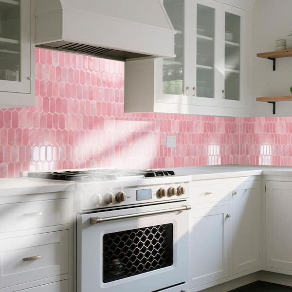Pink 12 in. x 12 in. Vinyl Peel and Stick Backsplash, Self-Adhesive Wall Tiles for Bathroom, Kitchen (10-Pack)