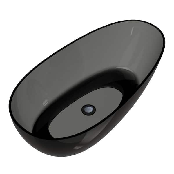 66.9 in. x 33.5 in. Composite Flatbottom Soaking Bathtub Single Slipper Bathroom Tub with Drain in Ash Grey
