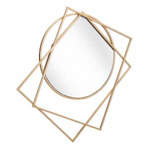 33.5 in. x 31.9 in. Classic Irregular Framed Gold Vanity Mirror