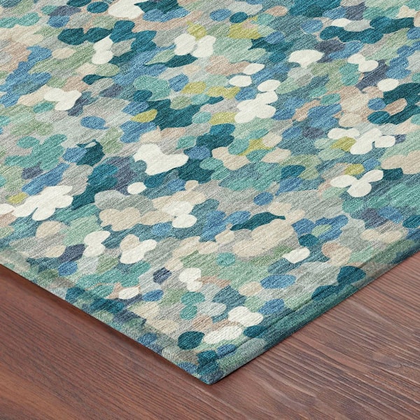 Chantille Machine Washable Indoor/Outdoor Abstract ACN2507 Teal 8 ft. x 10 ft. Area Rug