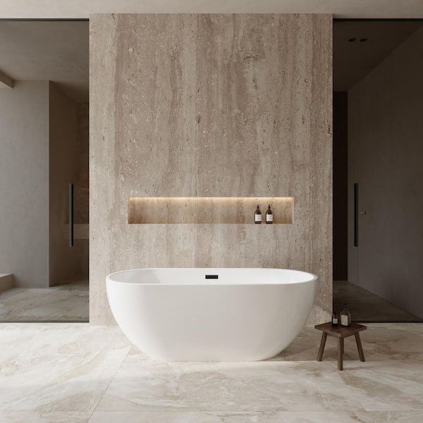 Brooklyn 67 in. Acrylic Flatbottom Bathtub in White with Matte Black Trim