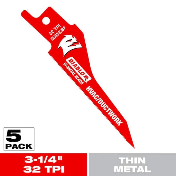 DIABLO 3-1/4 in. 32 TPI Bi-Metal Reciprocating Saw Blades for HVAC/Ductwork