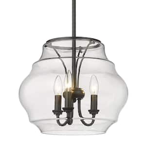 Annette 3-Light Matte Black Transitional Pendant Light with Clear Glass Shades