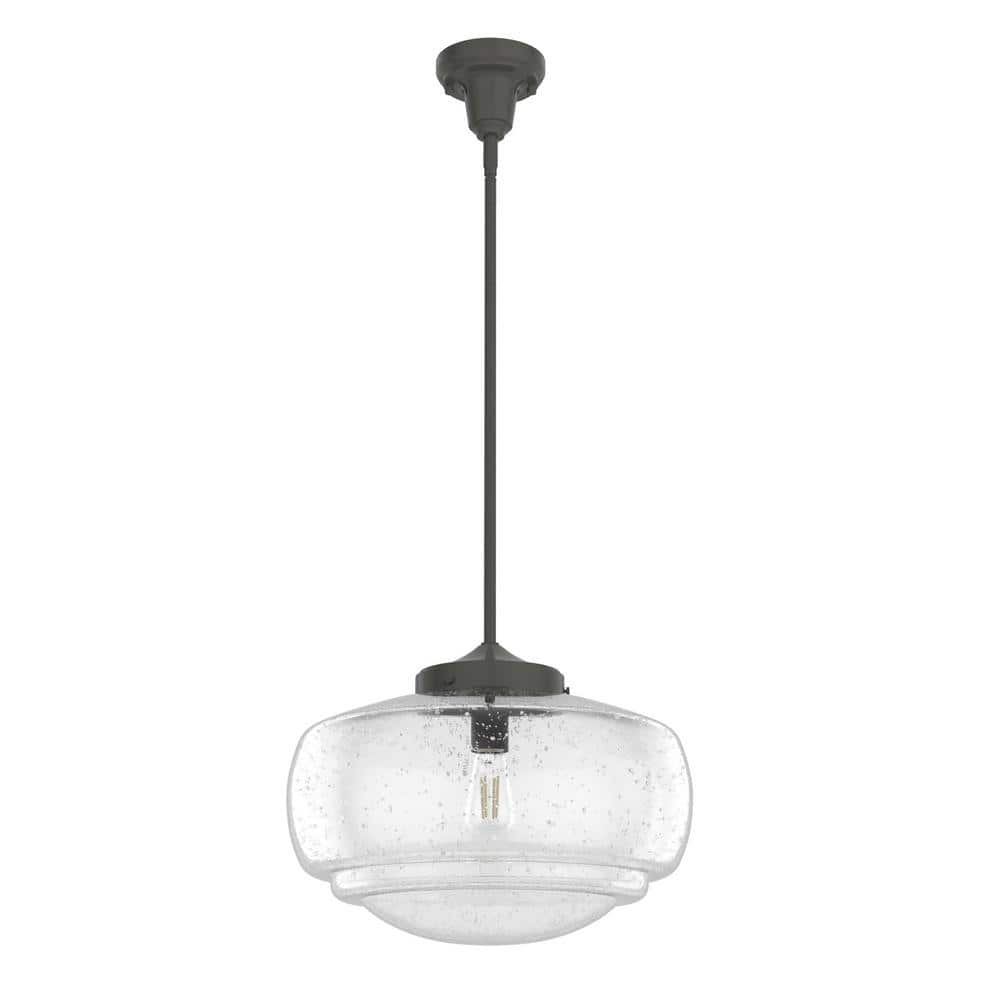 Noble Bronze Seeded Glass Mini Pendant - Transitional Schoolhouse Design