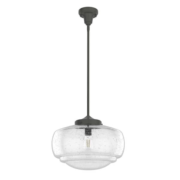 Saddle Creek 1 Light Noble Bronze Large Pendant with Seeded Glass Shade Kitchen Light