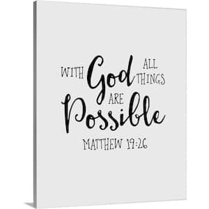 "Matthew 19:26 - Scripture Art in Black and White" by Inner Circle Canvas Wall Art