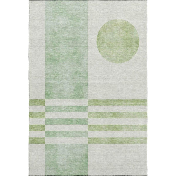 Mayfield Premium Machine Washable Abstract AMF2131 Green 10 ft. x 14 ft. Area Rug