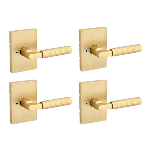 Prava Satin Brass Privacy Bed/Bath Door Handle 4-Pack