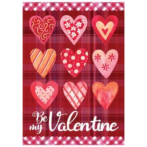 2.3 ft. x 3.3 ft. Polyester Be My Valentine Plaid and Heart Outdoor House Flag