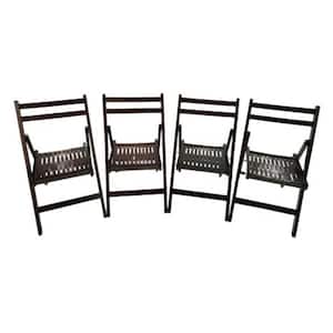 Slatted Wood Folding Chair Outdoor Dining Chair in Cherry Set of 4