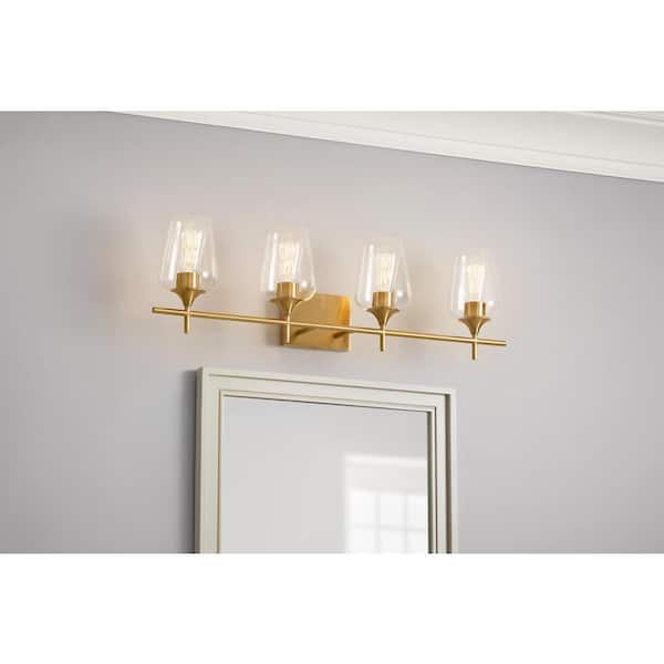 Gabrielle 4-Light Gold Vanity Light with Clear Glass Shades