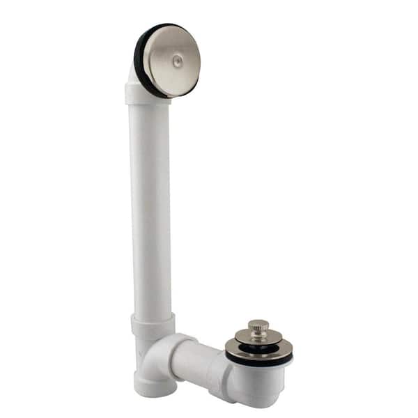 Westbrass 1-1/2 in. Pull and Drain Schedule 40 PVC Bath Waste with 1-Hole Top Elbow in Stainless Steel