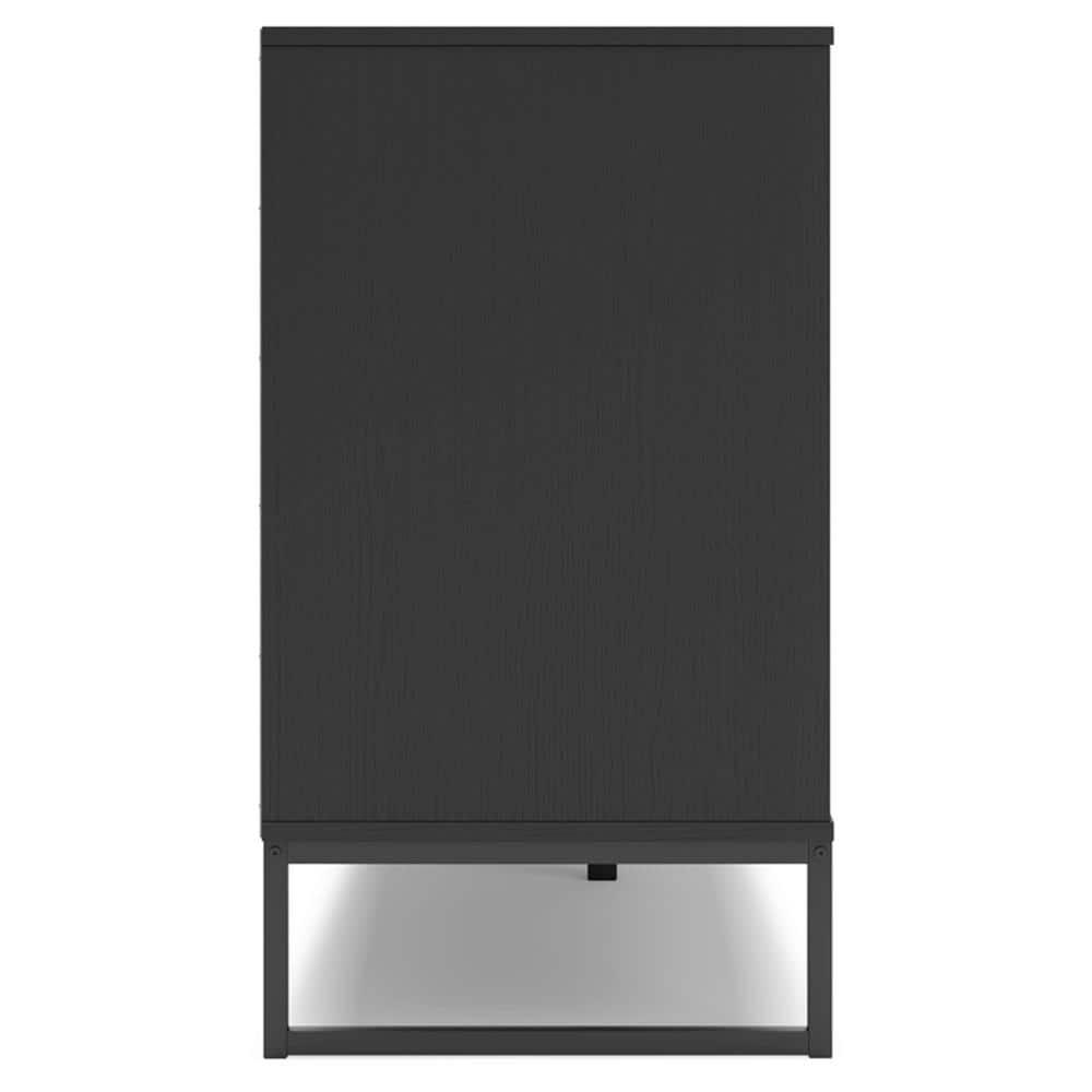 Matte Black 6-Drawer Modern Dresser with Pewter Accents