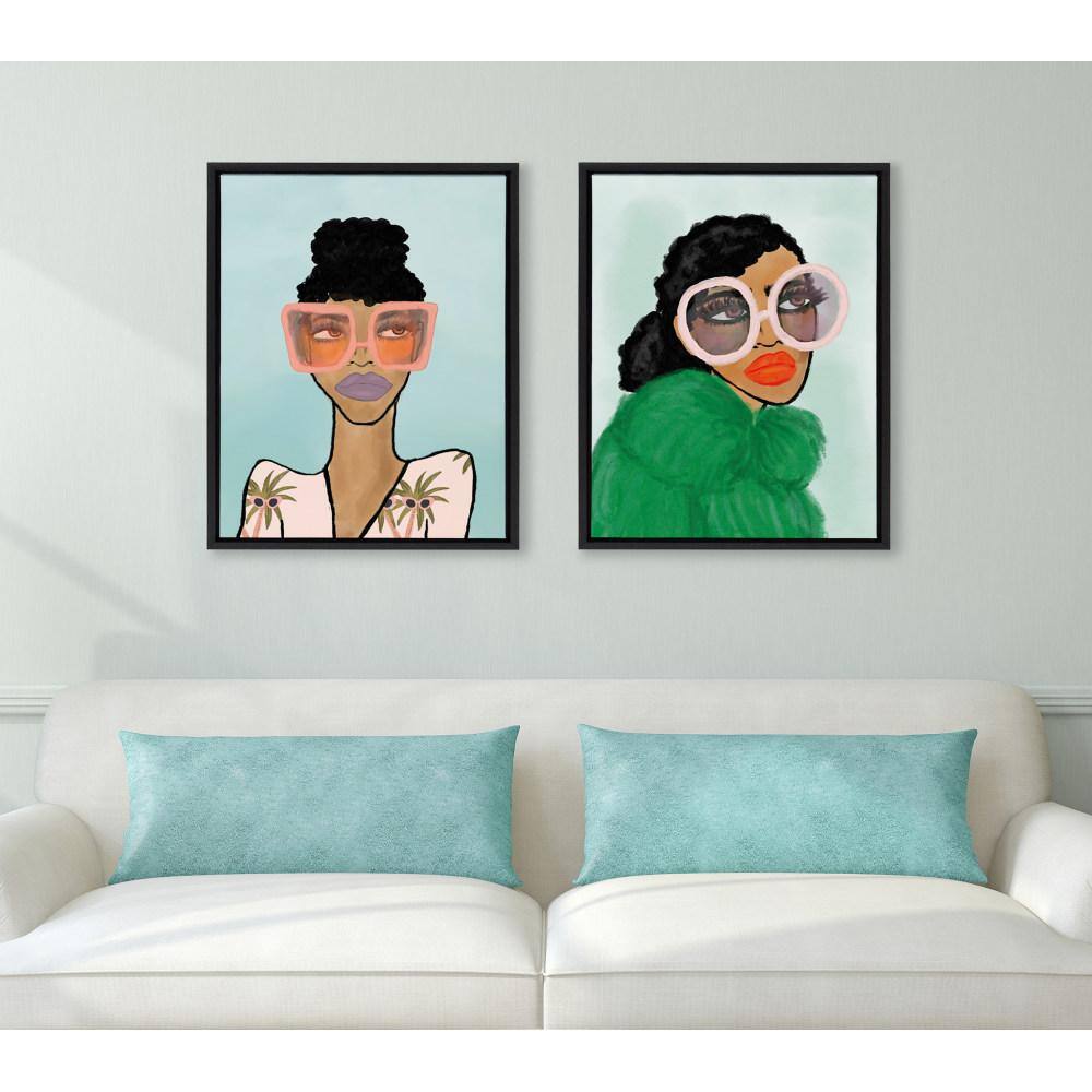 Green Coat Abstract Portrait Canvas with Black Frame