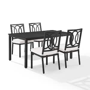 Chambers Black 5-Piece Metal Black Outdoor Dining Set with Creme Cushions