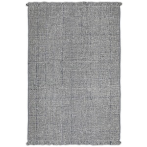 Tenney Grey Blue 6 ft. x 9 ft. Rectangle Solid Pattern Wool Polyester Viscose Runner Rug