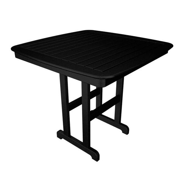 POLYWOOD Nautical 44 in. Black Plastic Outdoor Patio Counter Table