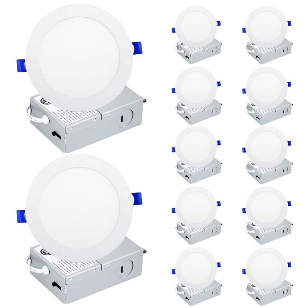5/6 in Ultra Thin LED Recessed Ceiling Light Adjustable CCT Canless Dimmable Indoor/Outdoor Integrated LED Light (12PCS) price history on PriceWatchPro