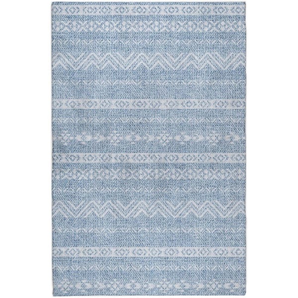 Dream Shag Premium Machine Washable Abstract ADS803 Blue 8 ft. x 10 ft. Area Rug