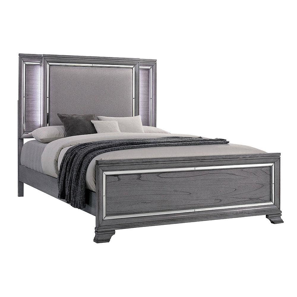 Muhammad Gray Wood Frame Queen Platform Bed AD1316QBED The Home Depot