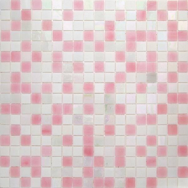 Apollo Tile Mingles 4" x 6" Glossy White and Soft Pink Glass Mosaic