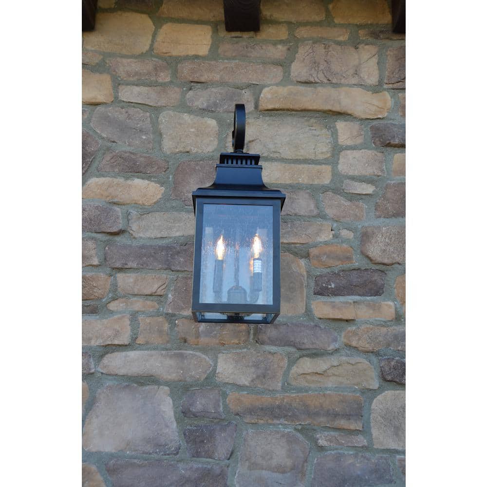 Imperial Black 2-Light Outdoor Wall Lantern with Clear Glass